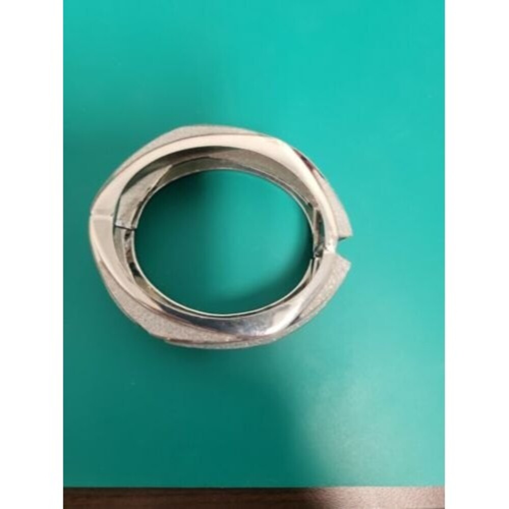 Silvertone Silver Glitter Statement Clamper Brace… - image 2